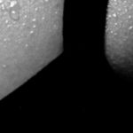 black-and-white-close-up-of-woman-sweating