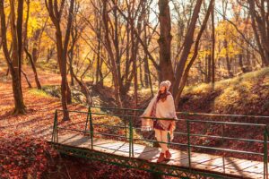 Woman in autumn, prioritizing mental health in Haverhill, MA